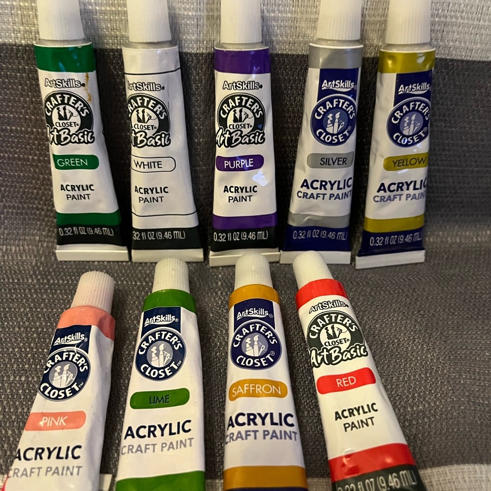 Acrylic Craft Paint Set - 9 tubes.